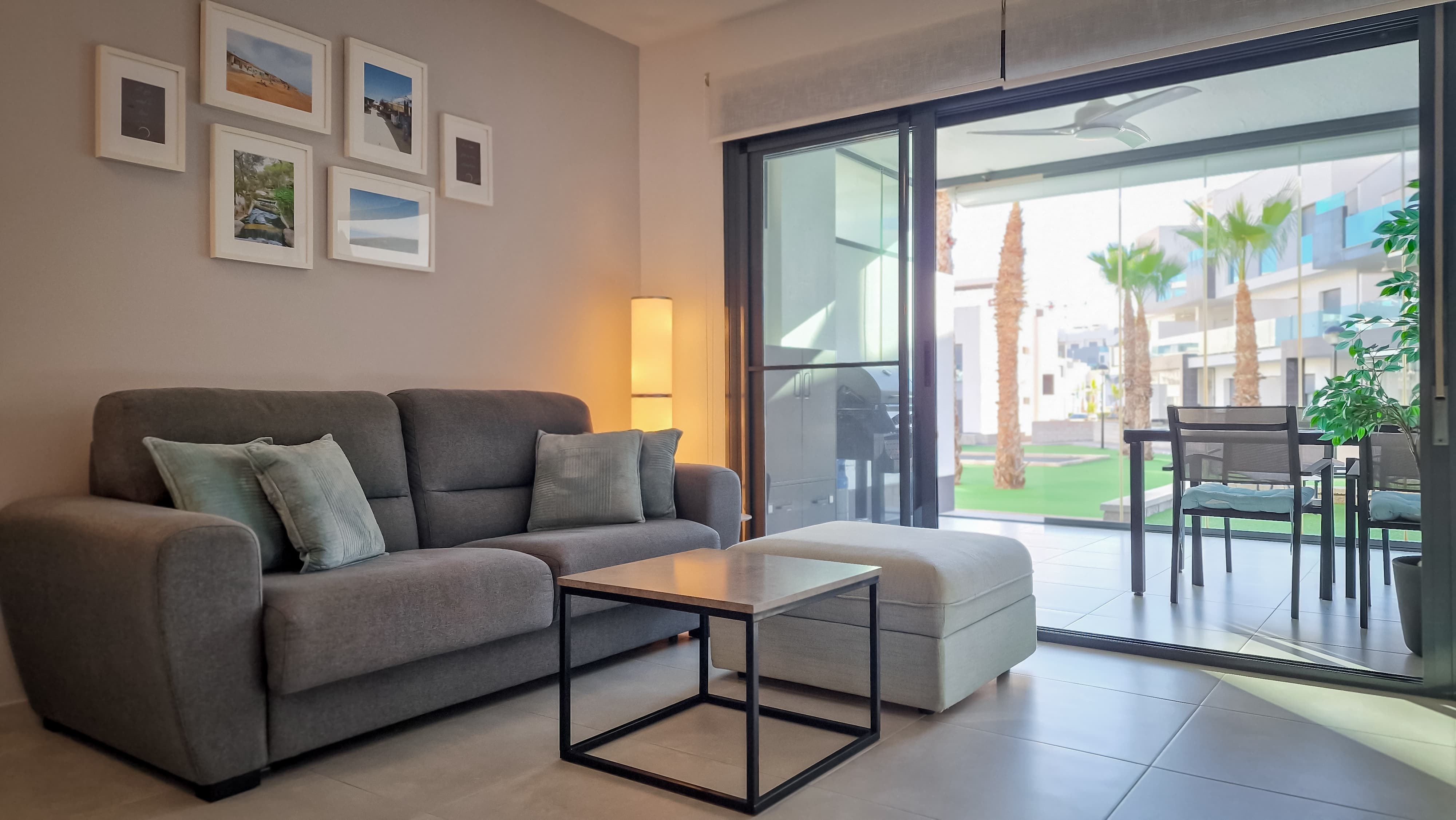 Living room with palm view